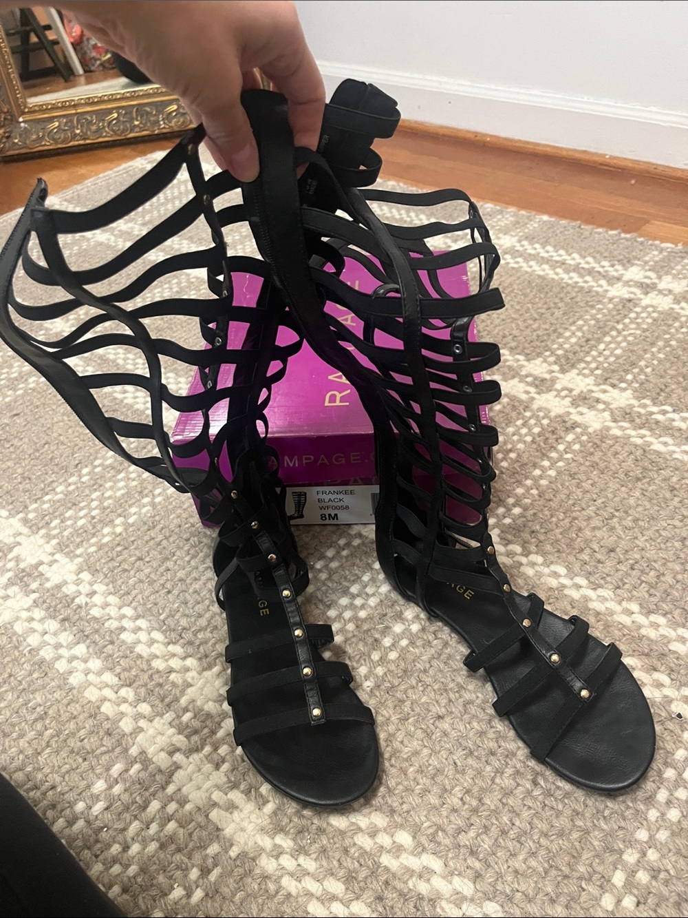 Rampage Black Strappy Gladiator Sandals with Stud Details